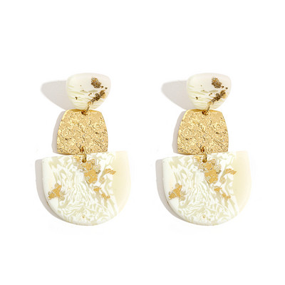 AENSOA Ръчно изработени обеци от полимерна глина с текстура от бял мрамор за жени Златен цвят Метални геометрични глинени обеци с капки Бижута 2022