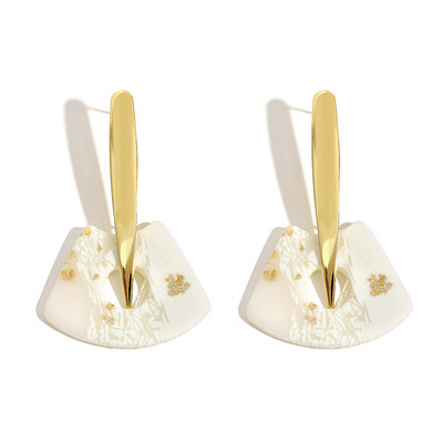 AENSOA Ръчно изработени обеци от полимерна глина с текстура от бял мрамор за жени Златен цвят Метални геометрични глинени обеци с капки Бижута 2022