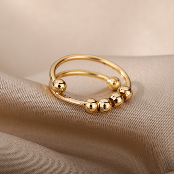 Anxiety Balls Beads Rings for Women Open Spinner Ρυθμιζόμενο δαχτυλίδι από ανοξείδωτο ατσάλι που περιστρέφεται ελεύθερα κατά του στρες Δώρο κοσμήματος