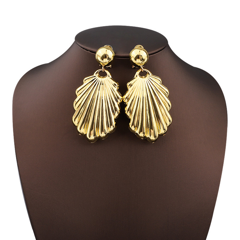 Dubajaus paauksuotų papuošalų rinkiniai moterims šukutės formos dideli pakabinami auskarai, aukštos kokybės variniai afrikietiški papuošalai, vestuvių vakarėlis