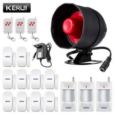 Kerui 110DB Horn Siren Охранителна алармена система 433MHz Безжичен магазин за домашен офис Вътрешна външна аларма Комплект охранителна система за кражба
