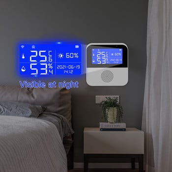 ANGUS Smart Home Wifi Сензор за температура и влажност Домашен асистент 2,9-инчов LCD дисплей поддържа външна линия за отчитане на температурата