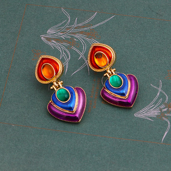 ZA Бохо цветни обеци с щипка от кристална смола и сърце без пиърсинг за жени Чар Макси изявени обеци Щипки за уши Бижута
