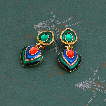 ZA Бохо цветни обеци с щипка от кристална смола и сърце без пиърсинг за жени Чар Макси изявени обеци Щипки за уши Бижута