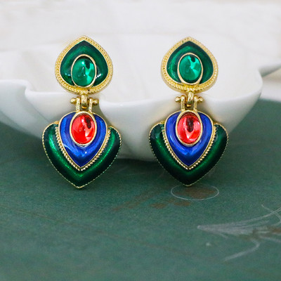 ZA Boho šarene naušnice od kristalne smole u obliku srca bez piercinga za žene Šarm Maxi Statement naušnice Štipaljke za uši Nakit