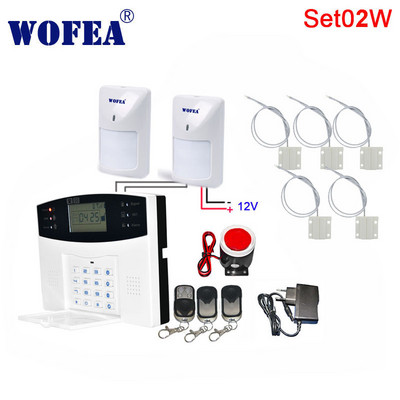 Afișaj LCD Wofea Sistem de alarmă GSM de reamintire vocală cu apelare automată și modificare prin SMS Seturi PIR și senzori de ușă cu fir