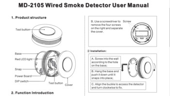 MD-2015 Φωτοηλεκτρικός ενσύρματος αισθητήρας καπνού ανιχνευτής συναγερμού πυρκαγιάς Ενσύρματο καλώδιο συνδεδεμένο με υποδοχή συναγερμού Ζώνη 24 ωρών