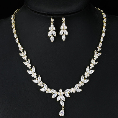 Bling apvalūs kubiniai cirkonio karoliai ir auskarai moteriškų vakarėlių papuošalų rinkinys vestuvių nuotakoms