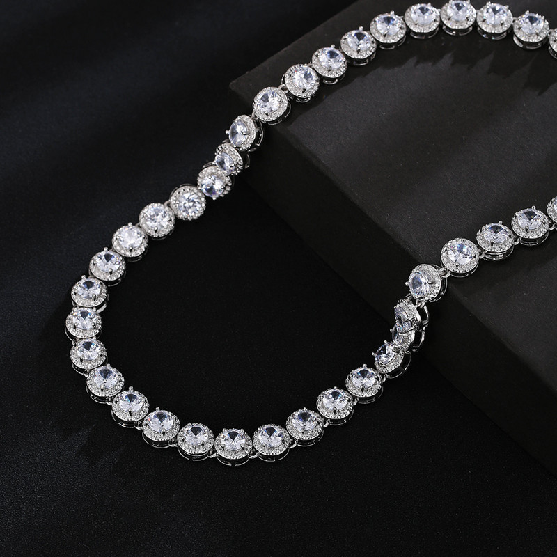 Bling apvalūs kubiniai cirkonio karoliai ir auskarai moteriškų vakarėlių papuošalų rinkinys vestuvių nuotakoms