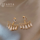 Pora išskirtinių prancūziškų tinginių prabangių cirkonio krištolinių auskarų korėjietiškiems papuošalams vakarėlio aksesuarams moterims