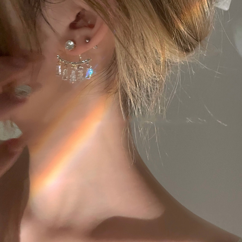 Pora išskirtinių prancūziškų tinginių prabangių cirkonio krištolinių auskarų korėjietiškiems papuošalams vakarėlio aksesuarams moterims