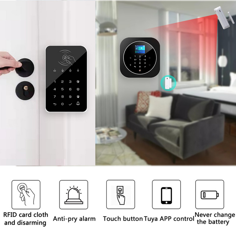 ZONCENT G12 WIFI GSM kućni sigurnosni alarmni sustav Tuya Smart Life Apps Control s 433mhz tipkovnicom Kompatibilan s Alexa Google