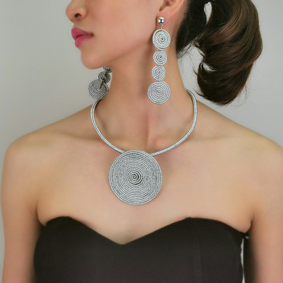 MANILAI Statement Африкански комплекти бижута 2022 Ръчно изработени кръгли висулки Колиета Комплект обеци Женска яка Колье Колие Индийско