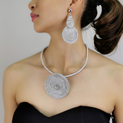 MANILAI Statement Африкански комплекти бижута 2022 Ръчно изработени кръгли висулки Колиета Комплект обеци Женска яка Колье Колие Индийско