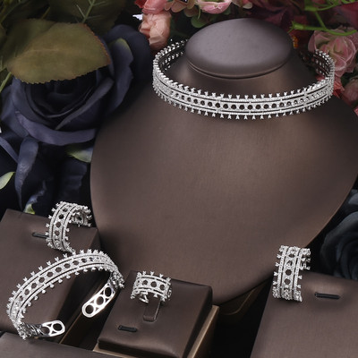 Janekelly2 vnt Vestuvių cirkonio papuošalų rinkiniai moterų vakarėliui, prabangūs Dubajaus Nigerijos krištoliniai vestuvių papuošalų rinkiniai