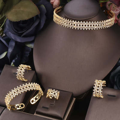 Janekelly2 vnt Vestuvių cirkonio papuošalų rinkiniai moterų vakarėliui, prabangūs Dubajaus Nigerijos krištoliniai vestuvių papuošalų rinkiniai