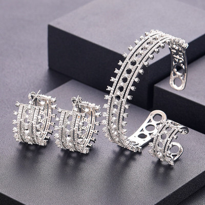 Janekelly2 vnt Vestuvių cirkonio papuošalų rinkiniai moterų vakarėliui, prabangūs Dubajaus Nigerijos krištoliniai vestuvių papuošalų rinkiniai