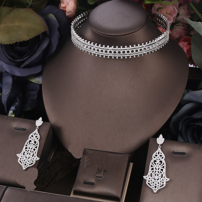 Janekelly2 vnt Vestuvių cirkonio papuošalų rinkiniai moterų vakarėliui, prabangūs Dubajaus Nigerijos krištoliniai vestuvių papuošalų rinkiniai