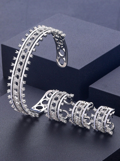 Janekelly2 vnt Vestuvių cirkonio papuošalų rinkiniai moterų vakarėliui, prabangūs Dubajaus Nigerijos krištoliniai vestuvių papuošalų rinkiniai