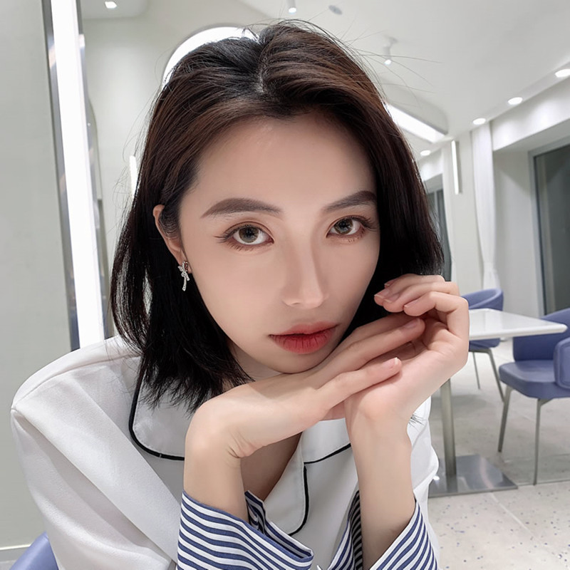 2020 нови обеци с панделка с инкрустиран циркон Корейски секси дамски бижута темперамент Парти Сватбени обеци Модни студентски обеци