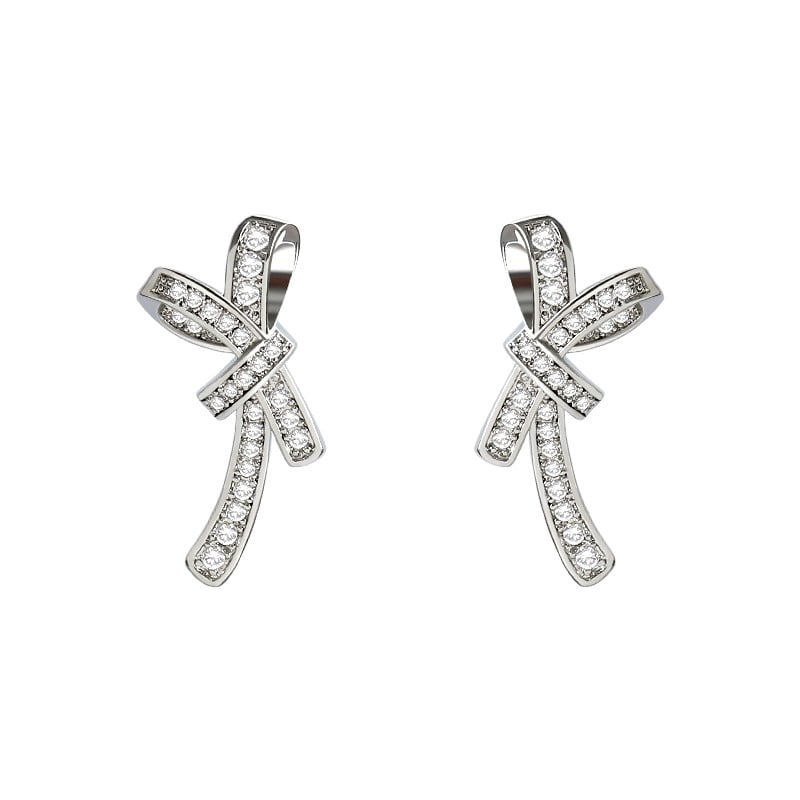 2020 нови обеци с панделка с инкрустиран циркон Корейски секси дамски бижута темперамент Парти Сватбени обеци Модни студентски обеци