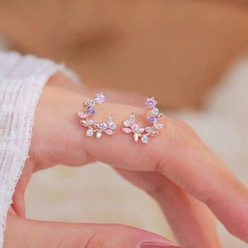 2021 Корейски нови цветни обеци с венец от кристали Сладко цвете Кристална перла Brincos Женско парти Бижута за рожден ден Подарък