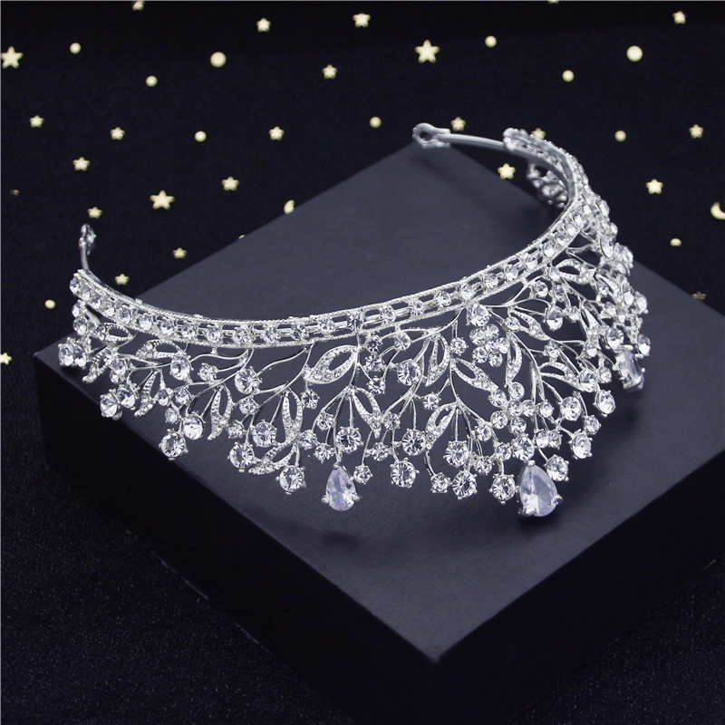 Luksuzne prozirne kristalne tijare Kompleti svadbenog nakita Modne krunske naušnice Choker ogrlica Ženska vjenčanica Komplet nakita za mladenku