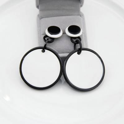 Fish Sheep Fashion, alb/negru, acrilic, pandantiv rotund, cercei lungi, cercei cu picătură geometrică, bijuterii pentru femei