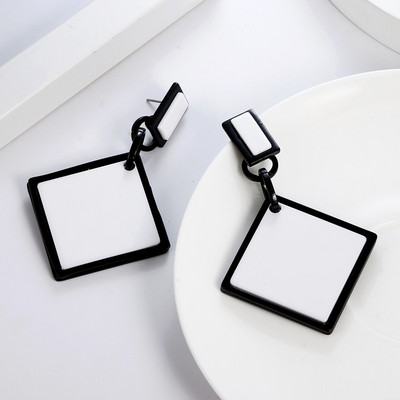 Fish Sheep Fashion, alb/negru, acrilic, pandantiv rotund, cercei lungi, cercei cu picătură geometrică, bijuterii pentru femei