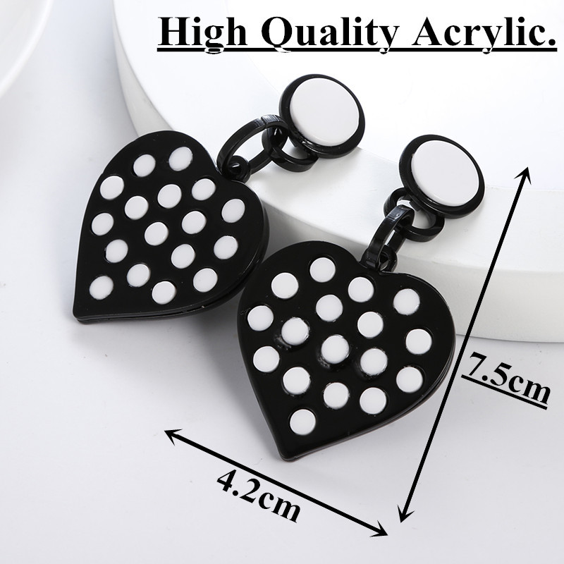 Fish Sheep Fashion, alb/negru, acrilic, pandantiv rotund, cercei lungi, cercei cu picătură geometrică, bijuterii pentru femei