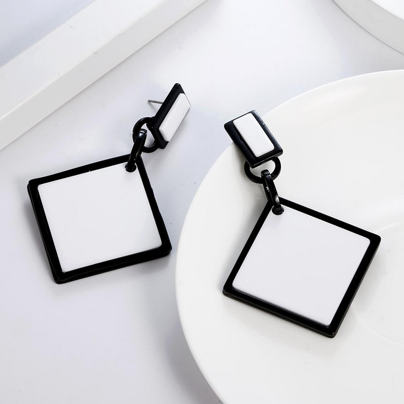 Fish Sheep Fashion, alb/negru, acrilic, pandantiv rotund, cercei lungi, cercei cu picătură geometrică, bijuterii pentru femei