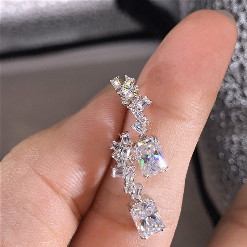 Модерни дамски обеци Huitan с геометричен кубичен цирконий Творчески бижута за сватбен годеж Разкошни подаръци за годишнина