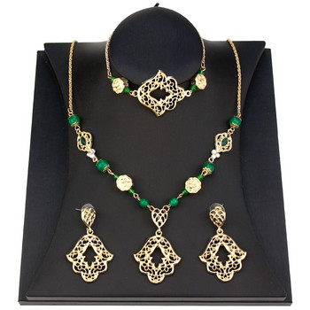 Sunspicems New Morocco Bride Jewelry Sets Women Drop Earring Chic Гривна Мъниста Колие Златен Цвят Арабски Мюсюлмански Бижута Подарък