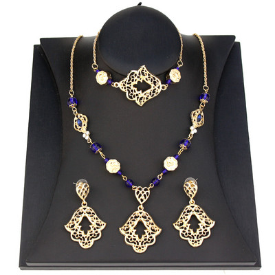 Sunspicems New Morocco Bride Jewelry Sets Women Drop Earring Chic Гривна Мъниста Колие Златен Цвят Арабски Мюсюлмански Бижута Подарък