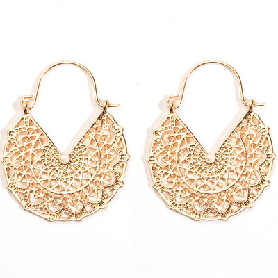 Златни цветни обеци Бохемски изящни луксозни големи кръгли обеци Кристални акрилни ръчно изработени женски геометрични ресни Модни бижута