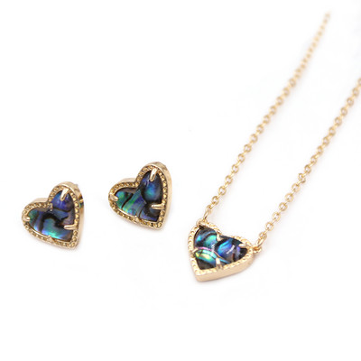 2022 г. Нов ярко розово сърце от смола Druzy Цветен скъпоценен камък Малка любов Геометрични обеци и колие Комплект бижута за жени