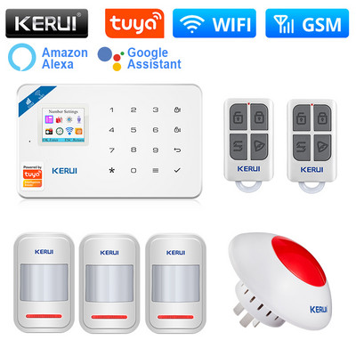 KERUI W181 Inteligentný domáci WIFI GSM bezpečnostný alarm Tuya so senzorom dverí a okien, bezpečnostným detektorom pohybu a vlámaním