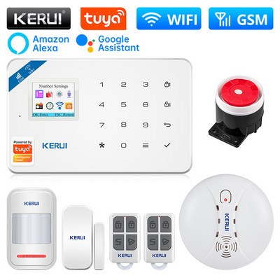 KERUI W181 Inteligentný domáci WIFI GSM bezpečnostný alarm Tuya so senzorom dverí a okien, bezpečnostným detektorom pohybu a vlámaním