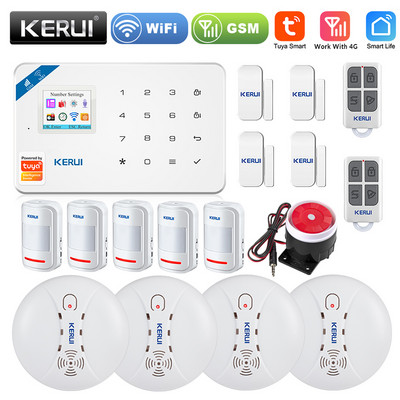 KERUI W181 Inteligentný domáci WIFI GSM bezpečnostný alarm Tuya so senzorom dverí a okien, bezpečnostným detektorom pohybu a vlámaním