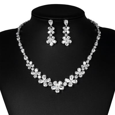 „Weiman Jewelry“ putojantis daugiaspalvis kubinis cirkonis CZ krištolinių gėlių karoliai ir auskarų rinkinys vestuvinių banketų papuošalams
