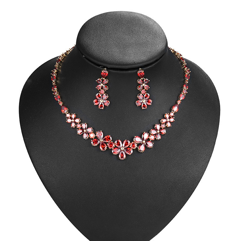 „Weiman Jewelry“ putojantis daugiaspalvis kubinis cirkonis CZ krištolinių gėlių karoliai ir auskarų rinkinys vestuvinių banketų papuošalams