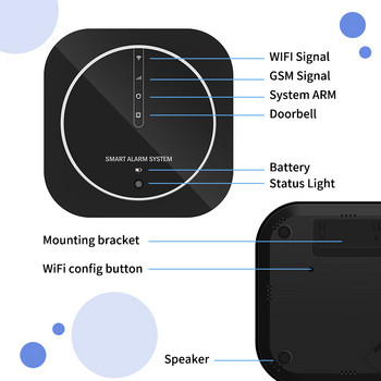 Σύστημα συναγερμού Wifi GSM οικιακού συναγερμού Μαύρος Διαρρήκτης Υπολογιστής συναγερμού ασφαλείας Tuya Έξυπνος έλεγχος εφαρμογής Συμβατό Alexa Google