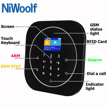 Wifi GSM Домашна алармена система Черна охранителна аларма за кражба Хост Tuya Smart APP Control Съвместим Alexa Google