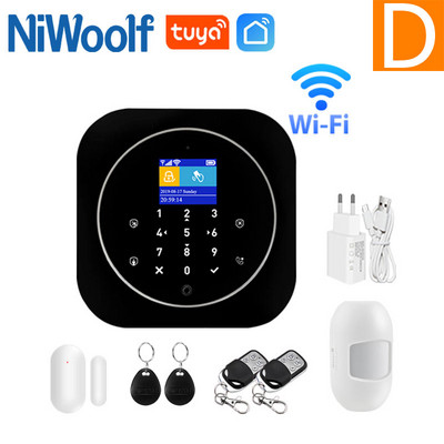 „Wi-Fi“ GSM namų signalizacijos sistema juoda įsilaužimo apsaugos signalizacijos priegloba „Tuya Smart APP Control“ suderinama „Alexa Google“