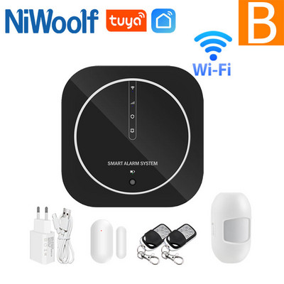 „Wi-Fi“ GSM namų signalizacijos sistema juoda įsilaužimo apsaugos signalizacijos priegloba „Tuya Smart APP Control“ suderinama „Alexa Google“