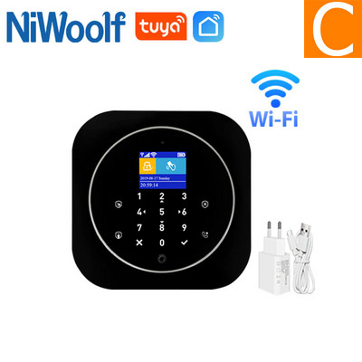 „Wi-Fi“ GSM namų signalizacijos sistema juoda įsilaužimo apsaugos signalizacijos priegloba „Tuya Smart APP Control“ suderinama „Alexa Google“