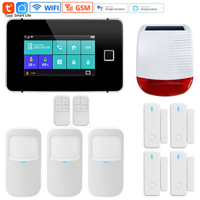 Tuya Wifi išmanioji signalizacijos sistema namų apsauga G60 4,3 colio spalvotas jutiklinis ekranas pirštų atspaudų belaidė saulės sirenos durų jutiklio sistema