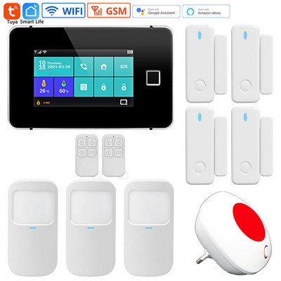 Tuya Wifi išmanioji signalizacijos sistema namų apsauga G60 4,3 colio spalvotas jutiklinis ekranas pirštų atspaudų belaidė saulės sirenos durų jutiklio sistema