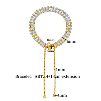 Луксозно квадратно колие от неръждаема стомана CZ Choker, регулируема кристална гривна за жени, сватбен годежен комплект бижута, подарък