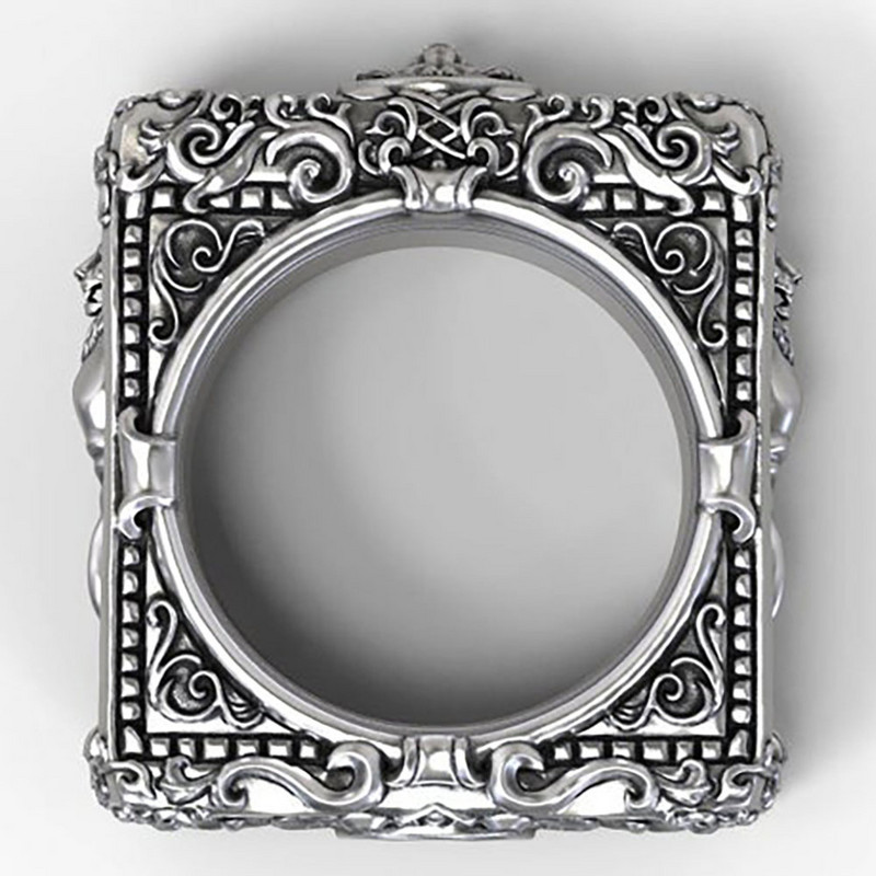 „Ruiyi“ sunkiojo metalo roko kvadrato raižinys „Liūto rašto“ žiedas vyrams repo hiphopo vakarėlis naktinio klubo „Figer Ring“ vyriškas bendras žiedas, dovana